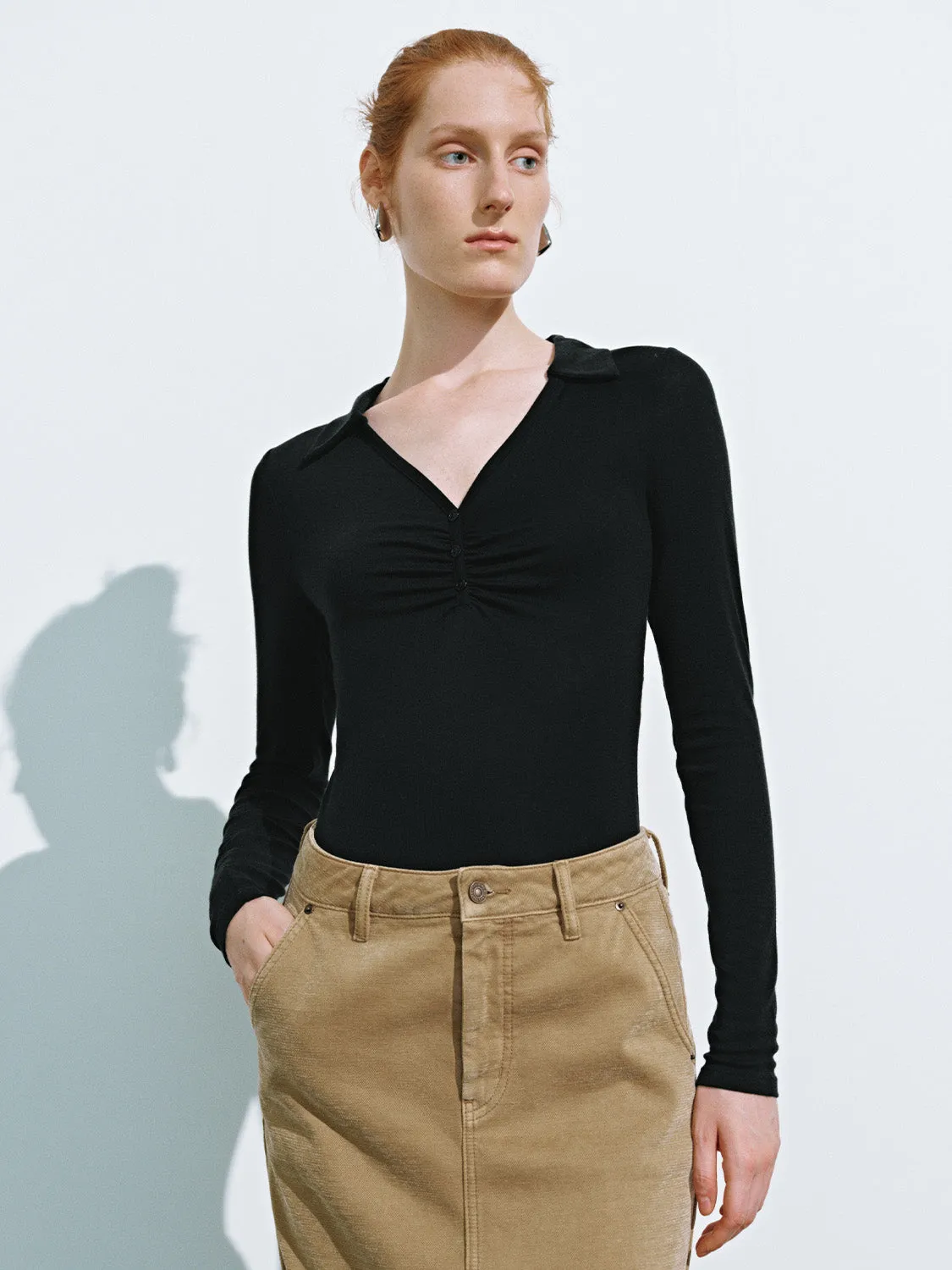 Lapel Skinny T-Shirts sold by Urban Revivo