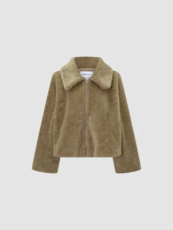 Fluffy Zip Front Jackets sold by Urban Revivo