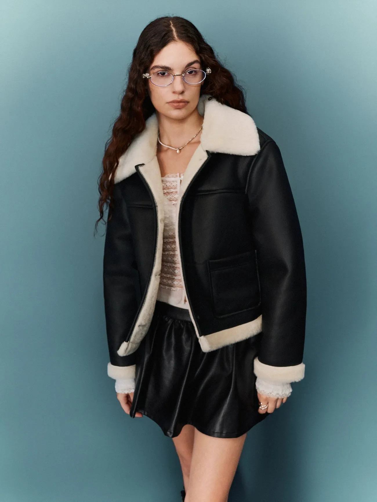 Leather Shearling Jackets sold by Urban Revivo product image thumbnail 2