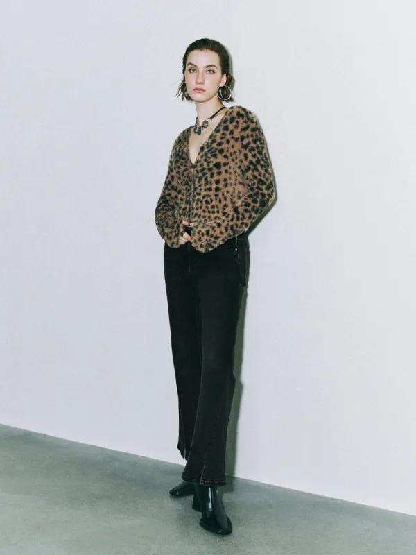 V-Neck Leopard Knitted Cardigans sold by Urban Revivo