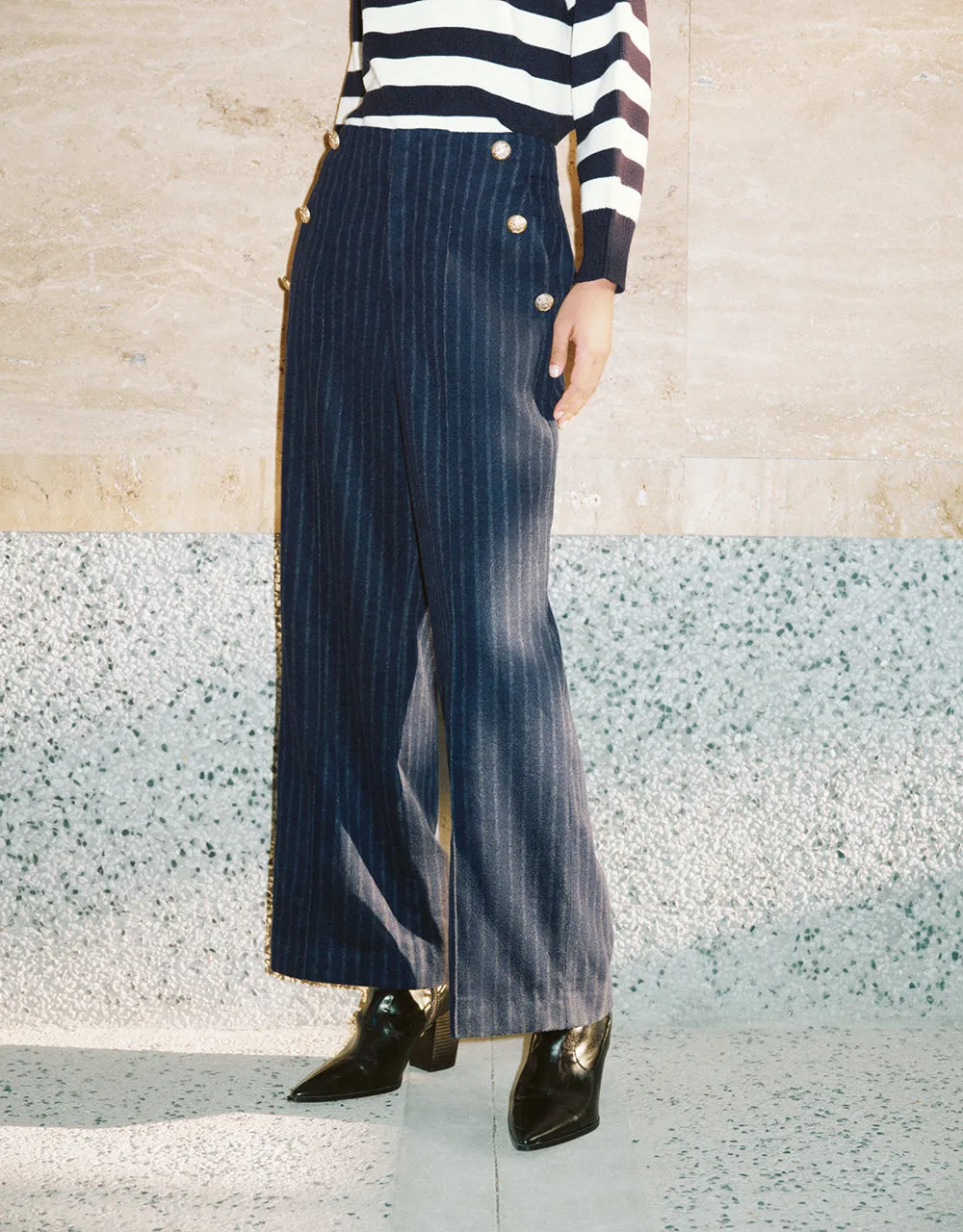 Striped Wide-Leg Pants sold by Urban Revivo product image thumbnail 4