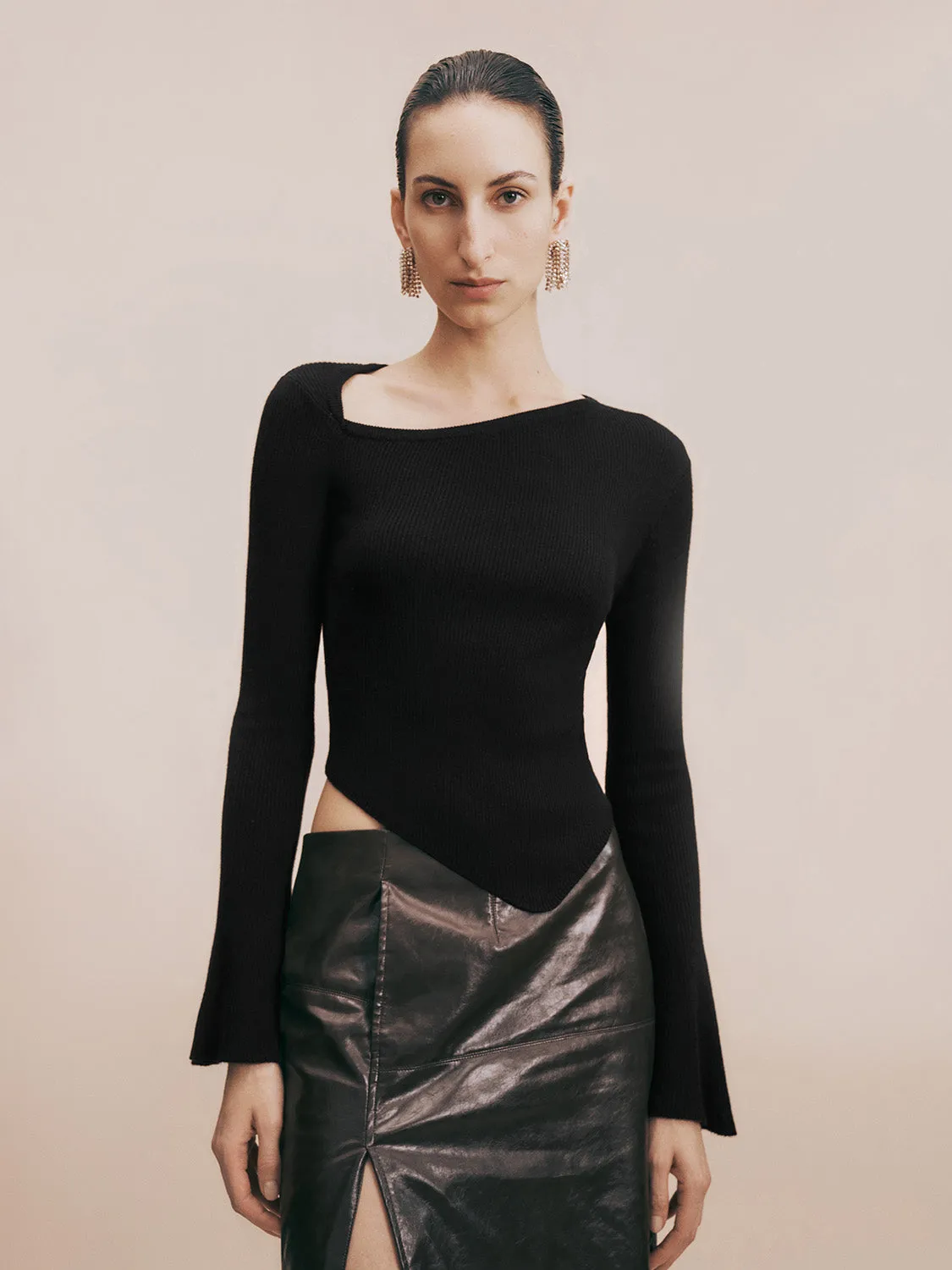 One Shoulder Skinny Knitted T-Shirt sold by Urban Revivo