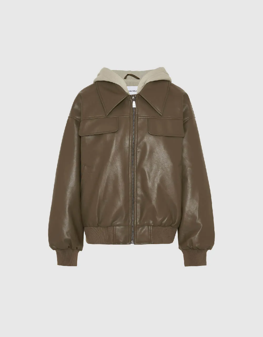 Zipper Front Vegan Leather Padded Coat sold by Urban Revivo