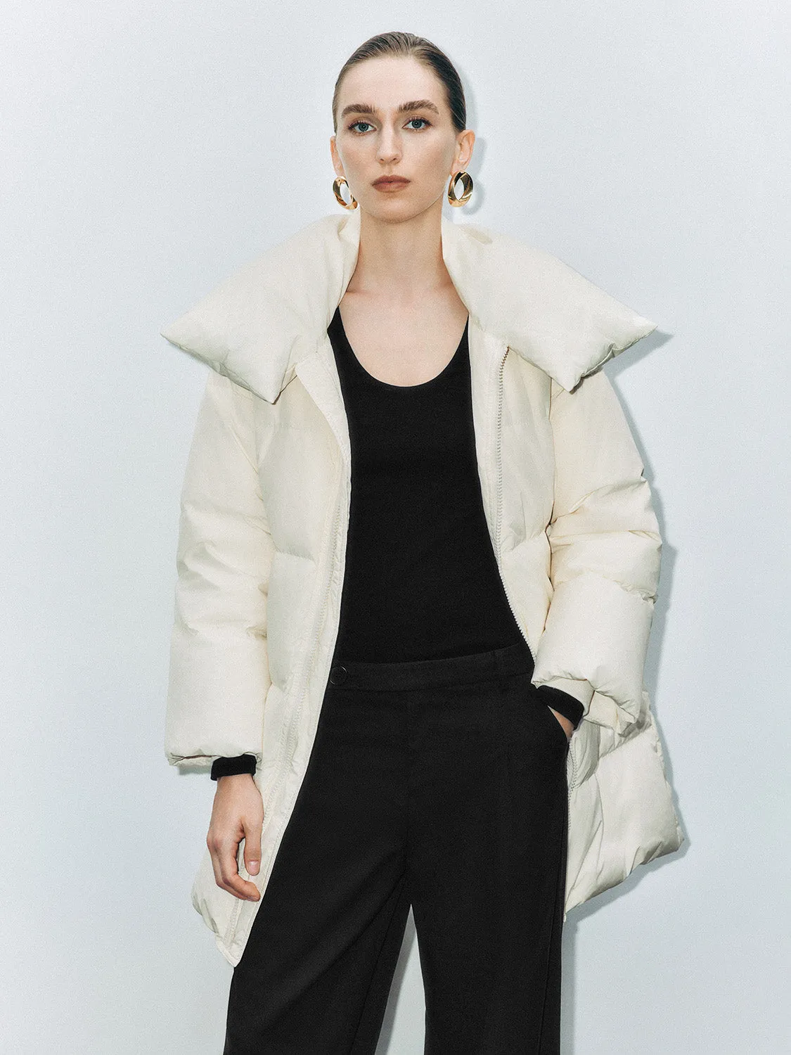 Wide Lapel Padded Down Outerwear Jackets sold by Urban Revivo