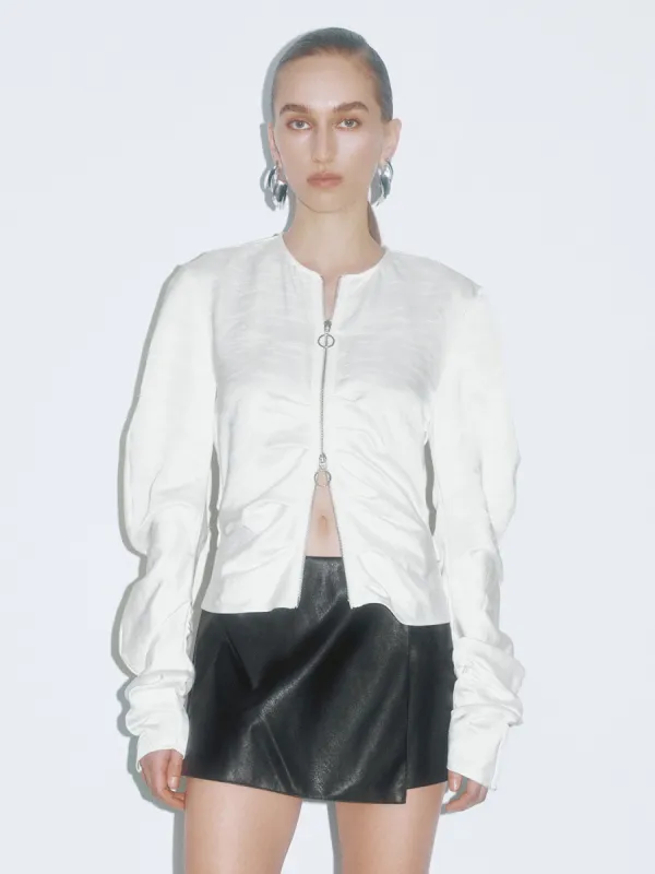 Zip Front Ruched Shirts sold by Urban Revivo