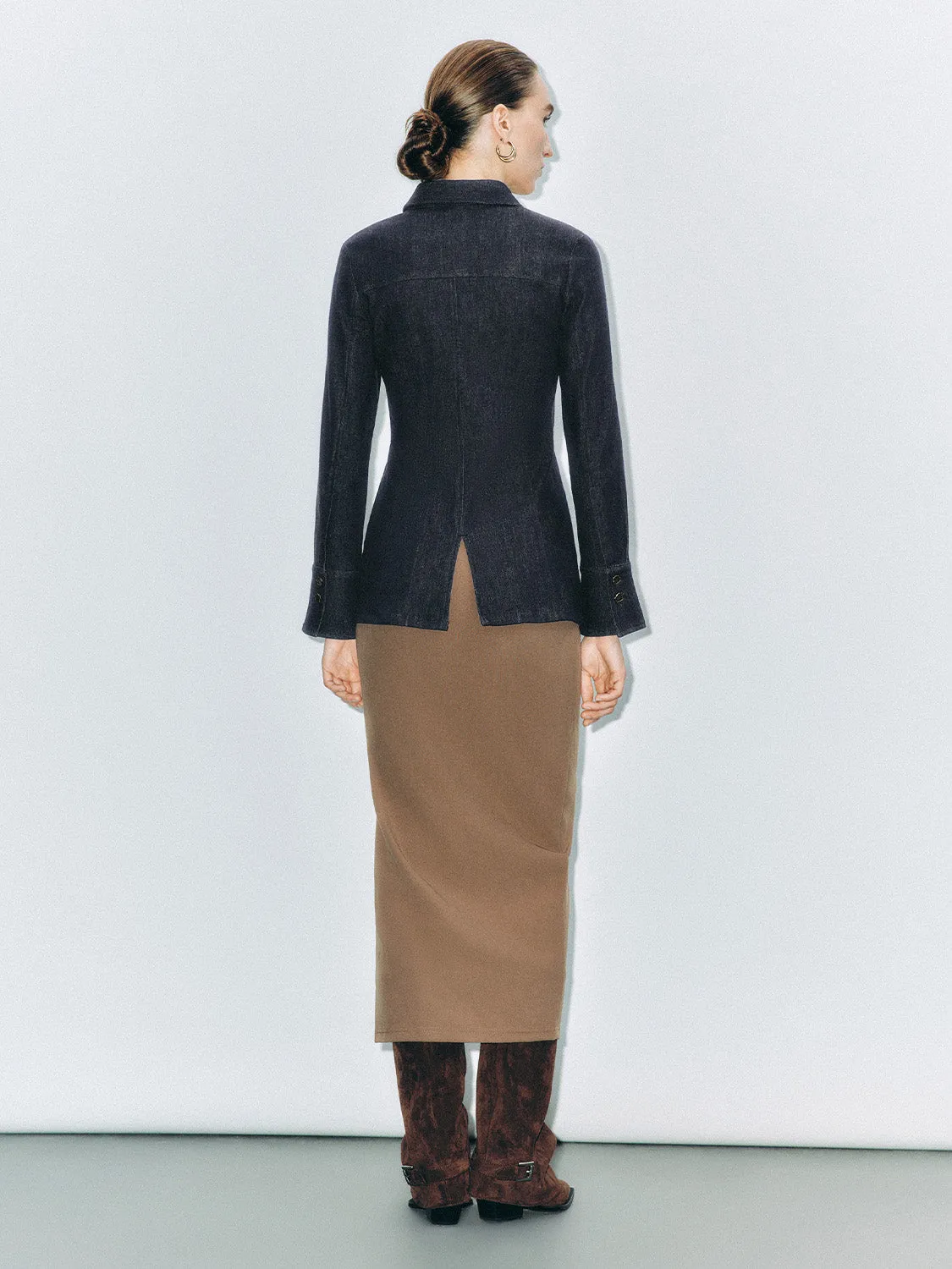 Flared Sleeve Denim Shirts sold by Urban Revivo product image thumbnail 3