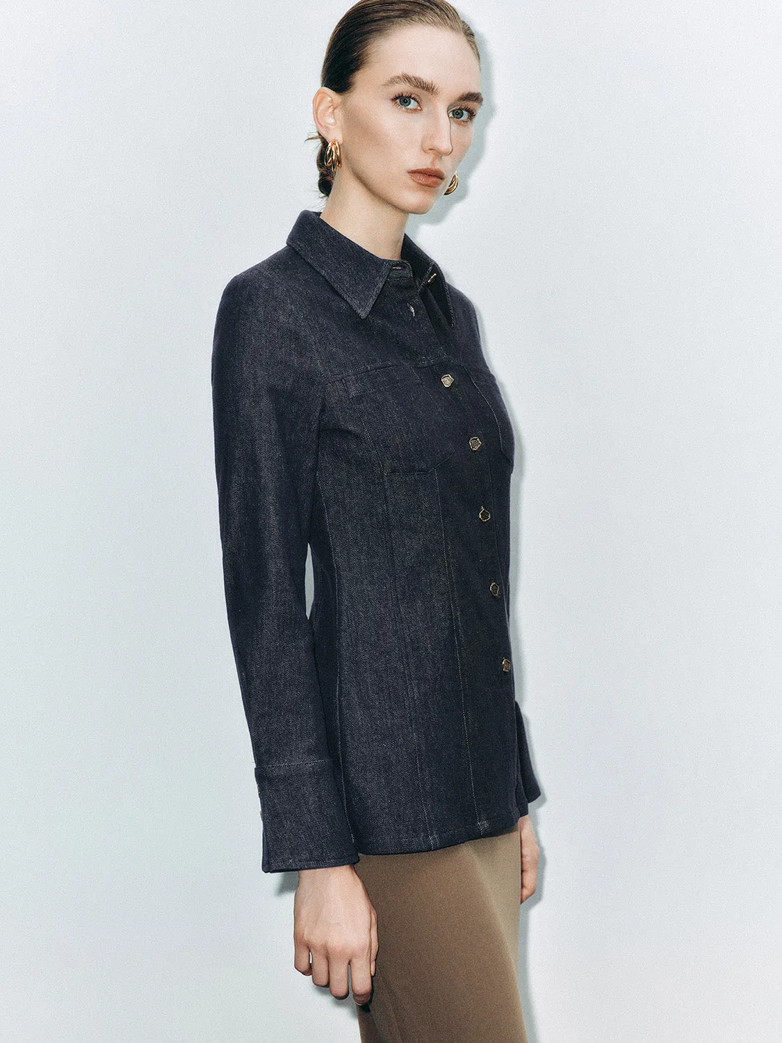 Flared Sleeve Denim Shirts sold by Urban Revivo product image thumbnail 2