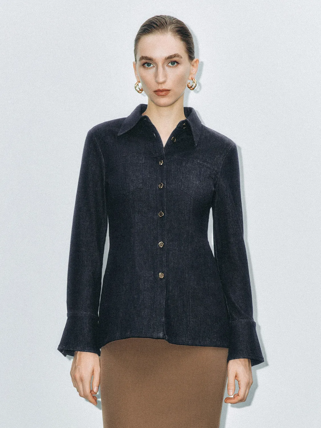 Flared Sleeve Denim Shirts sold by Urban Revivo