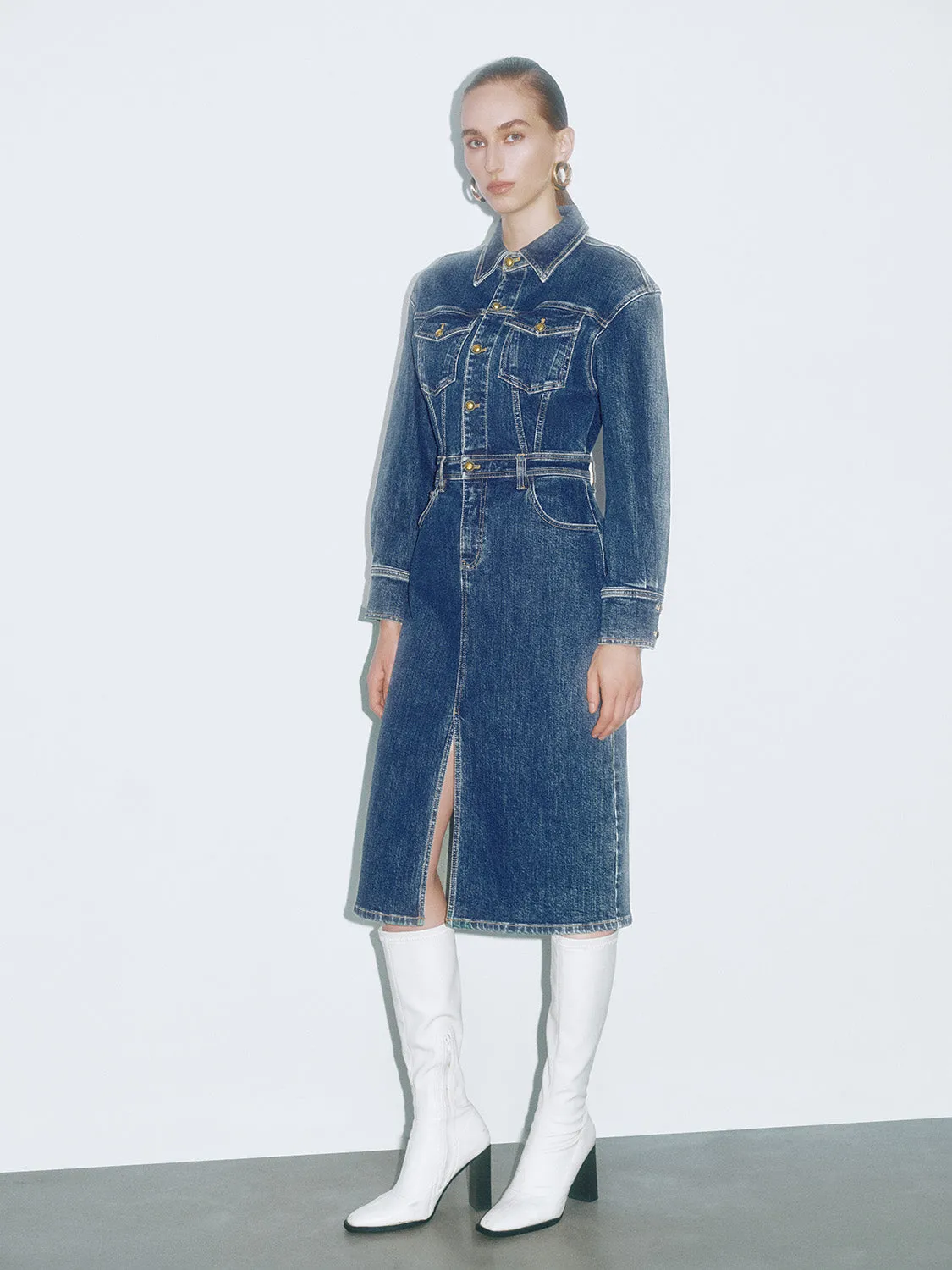 Shirt Collar Denim Dresses sold by Urban Revivo product image thumbnail 4