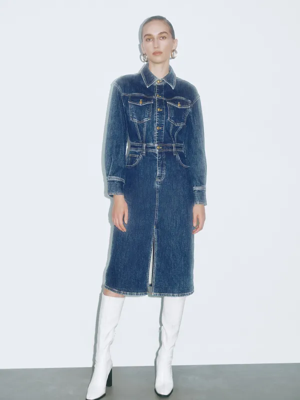 Shirt Collar Denim Dresses sold by Urban Revivo
