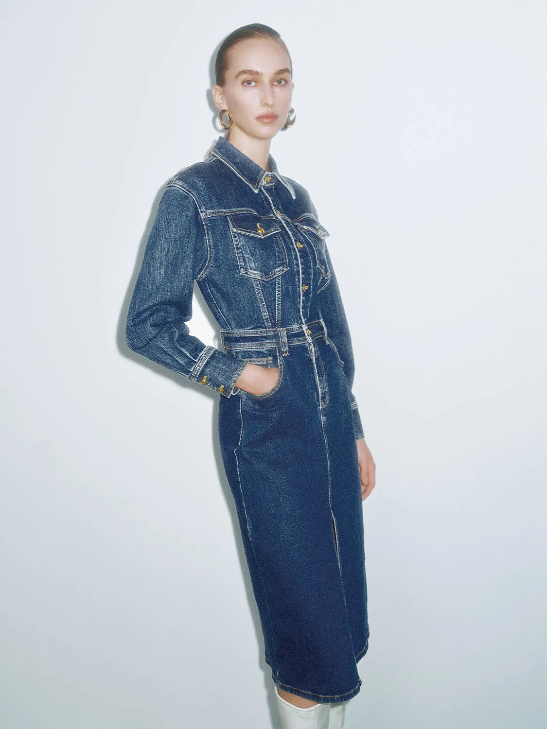 Shirt Collar Denim Dresses sold by Urban Revivo product image thumbnail 2