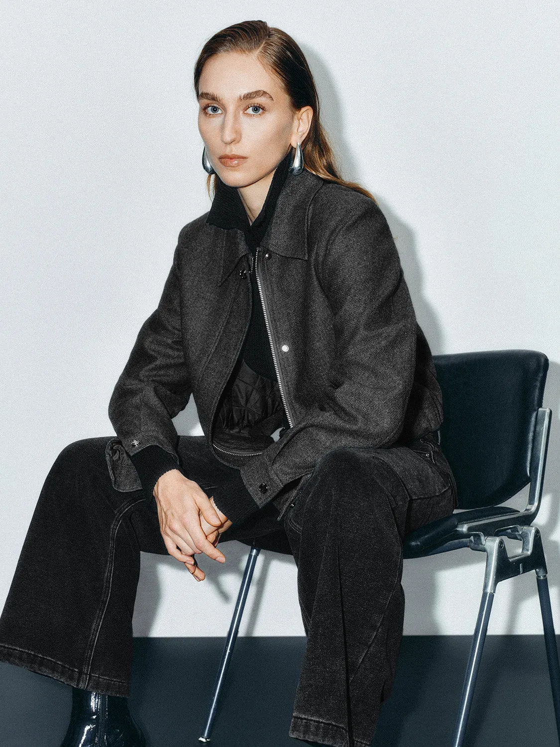 Loose Zipper Fly Jackets sold by Urban Revivo product image thumbnail 2