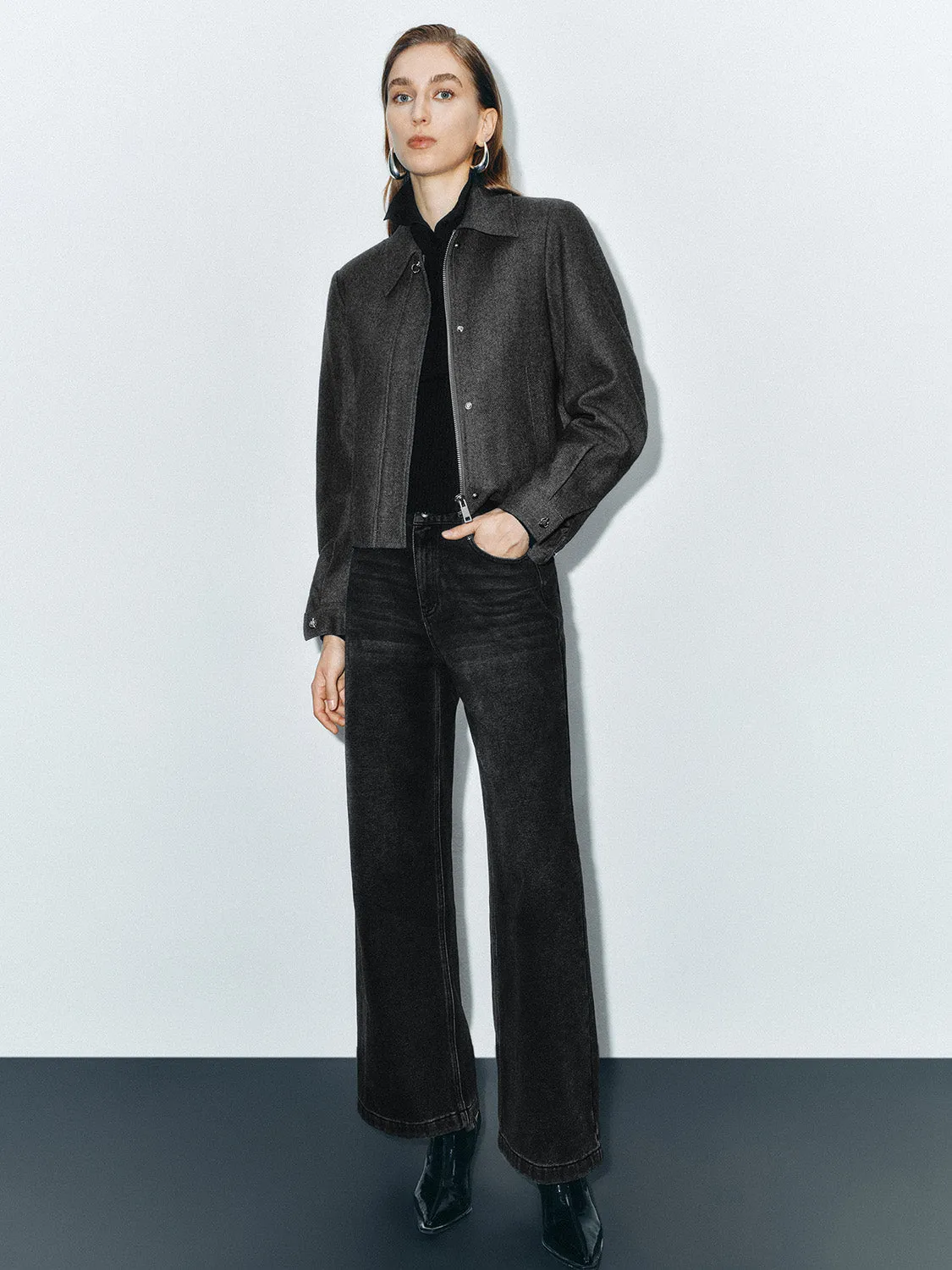 Loose Zipper Fly Jackets sold by Urban Revivo product image thumbnail 4