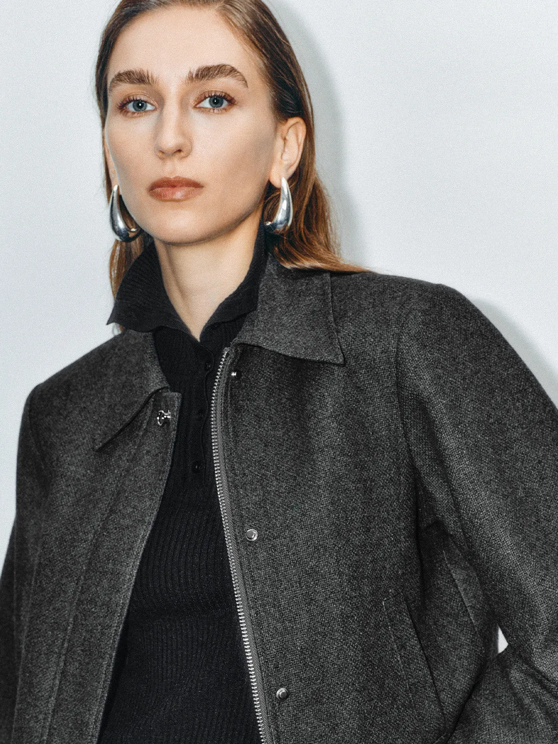 Loose Zipper Fly Jackets sold by Urban Revivo product image thumbnail 5