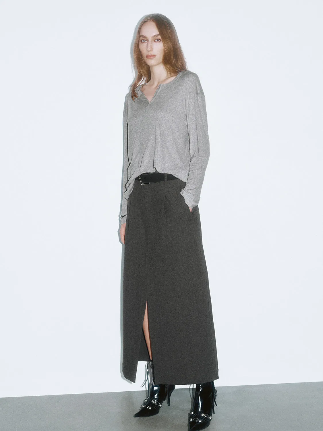 Button Half Placket Loose T-Shirts sold by Urban Revivo product image thumbnail 4