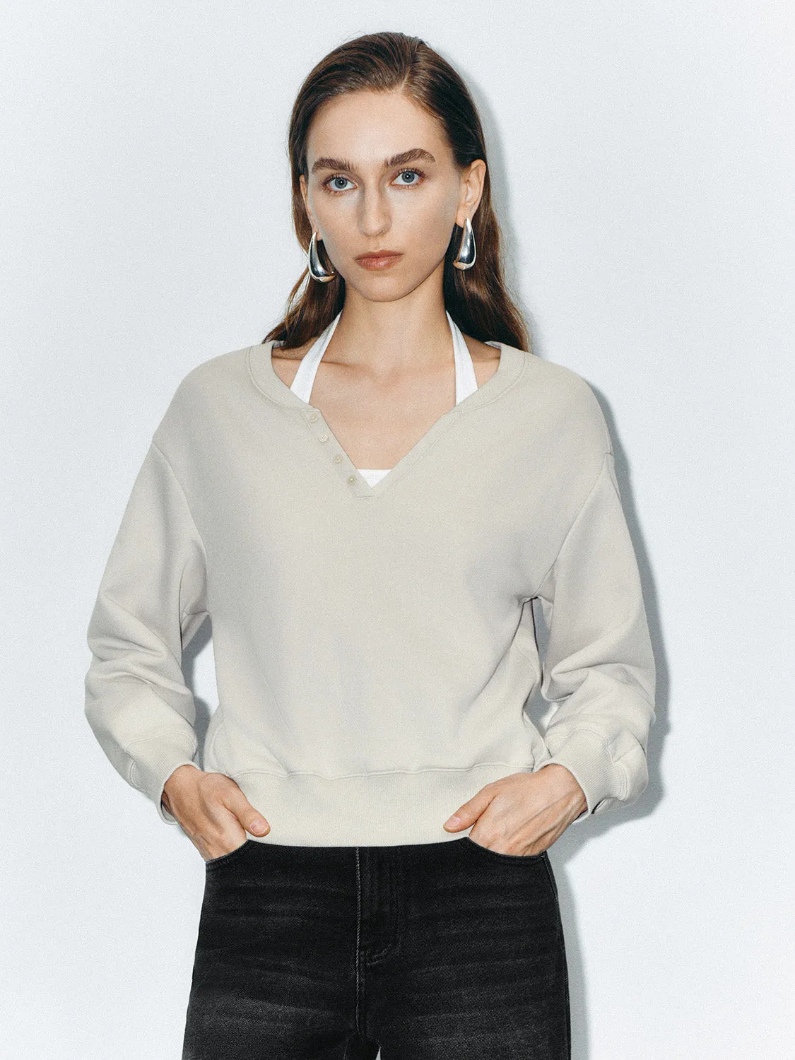 Halter Neck Loose Sweatshirts sold by Urban Revivo