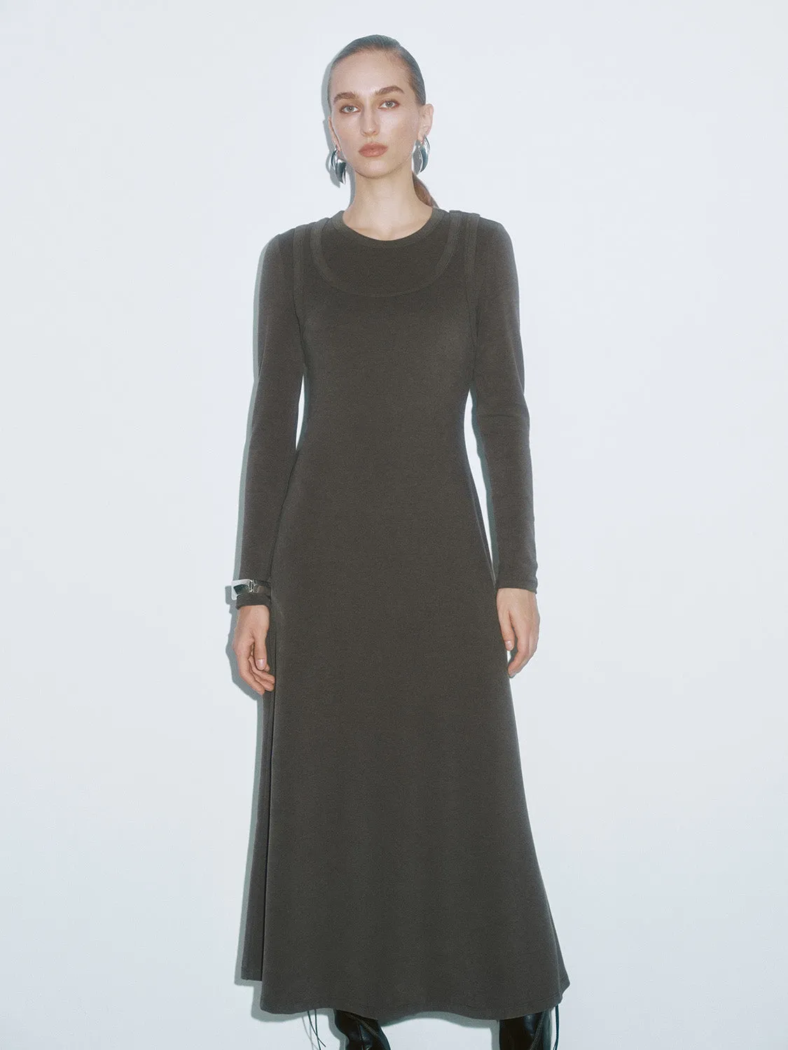 Long Sleeve Crew Neck A-Line Dresses sold by Urban Revivo product image thumbnail 4