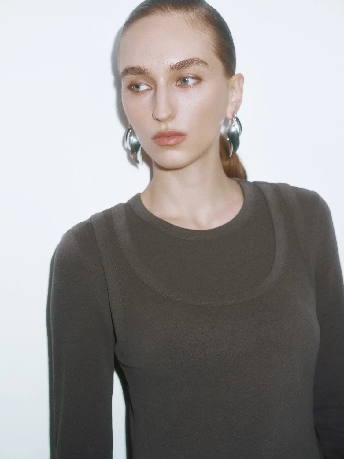 Long Sleeve Crew Neck A-Line Dresses sold by Urban Revivo product image thumbnail 5