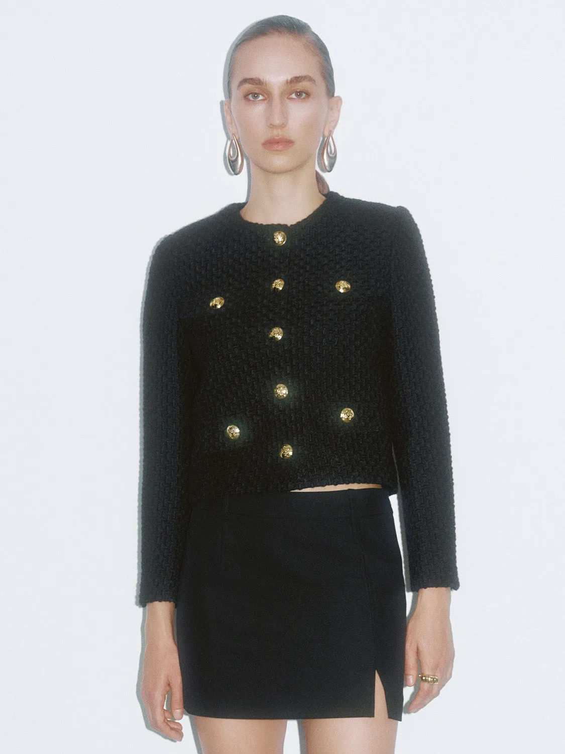 Golden Button Regular Tweed Jackets sold by Urban Revivo