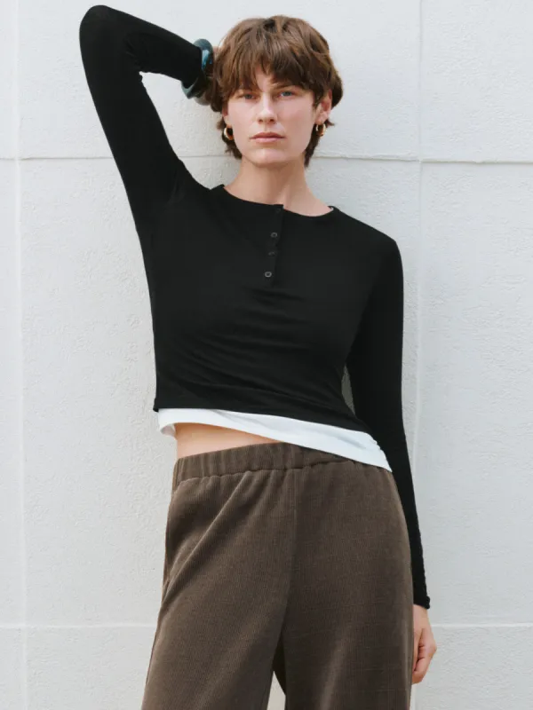 2 In 1 Button Half Placket Skinny T-Shirts sold by Urban Revivo