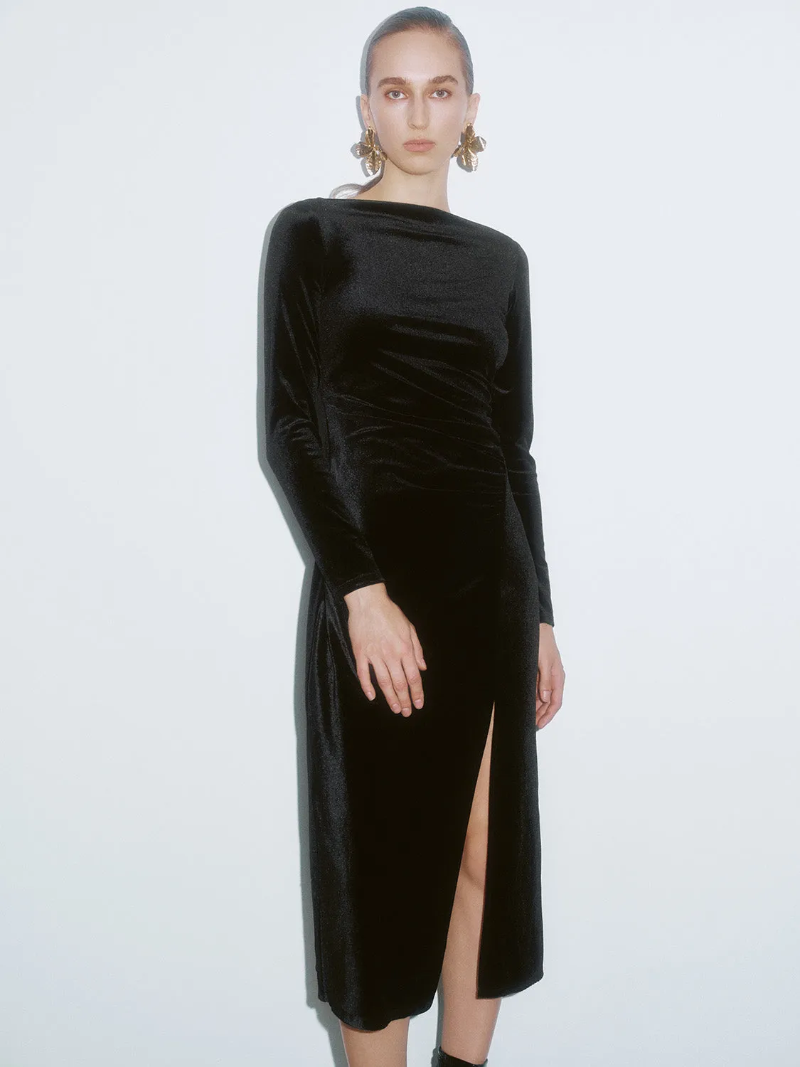 Ruched Split Hem Skinny-Fit Dresses sold by Urban Revivo product image thumbnail 4