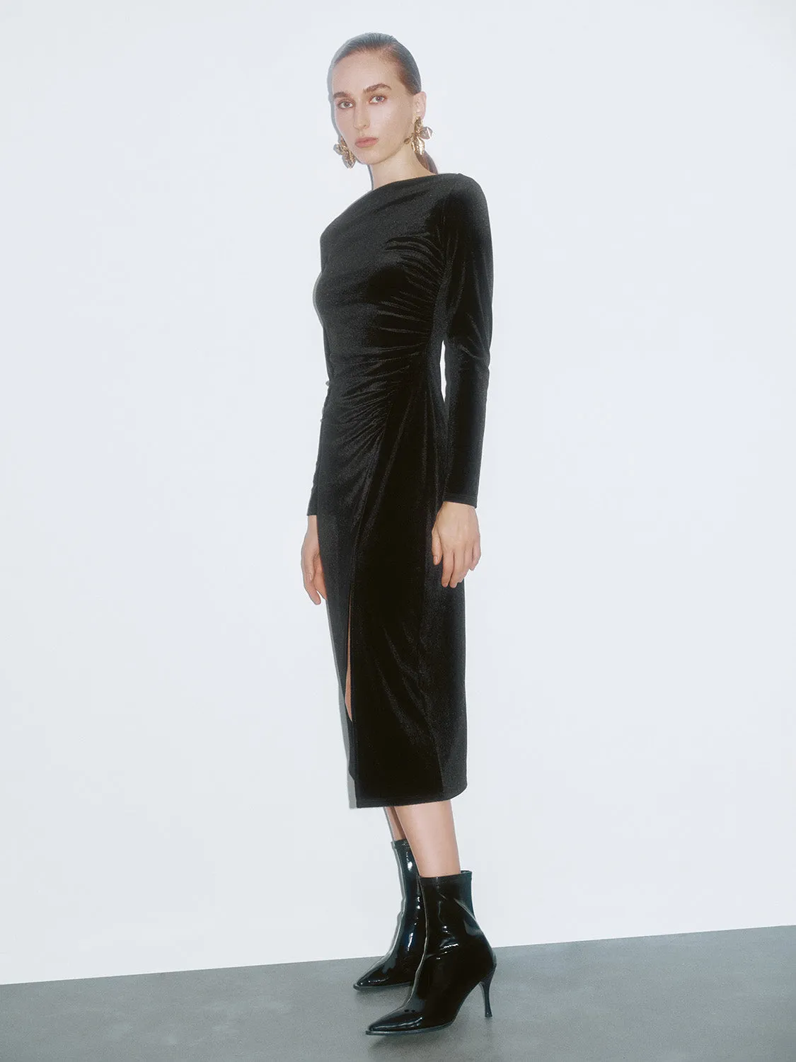 Ruched Split Hem Skinny-Fit Dresses sold by Urban Revivo product image thumbnail 2
