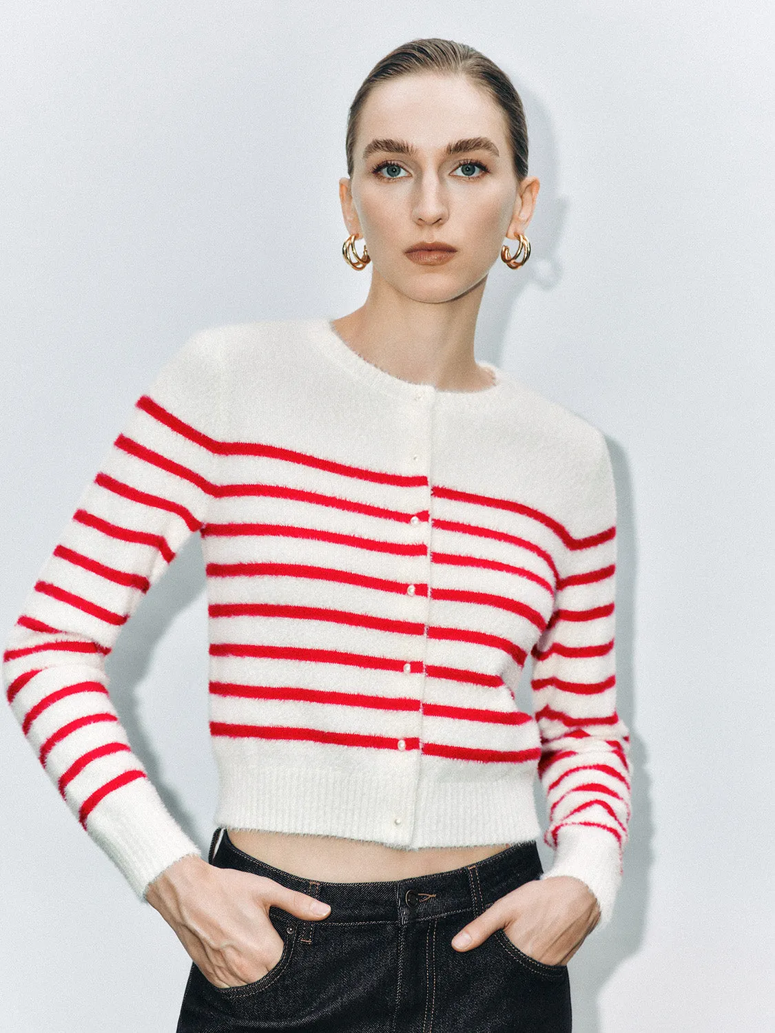 Button Up Striped Knitted Cardigans sold by Urban Revivo product image thumbnail 2