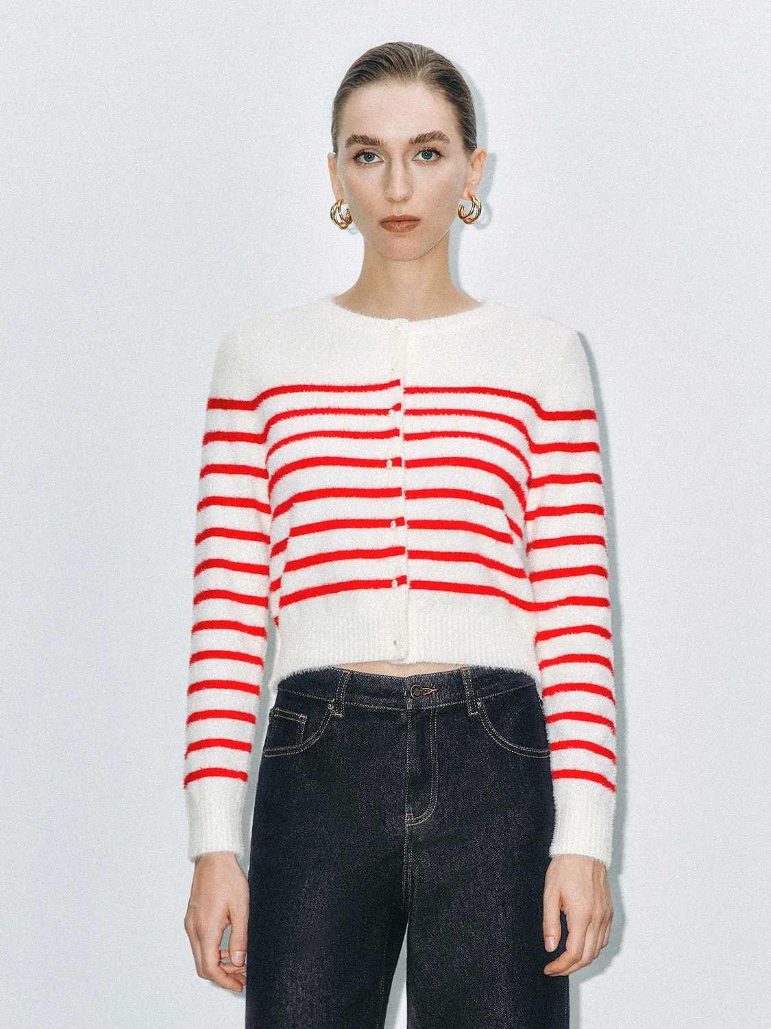 Button Up Striped Knitted Cardigans sold by Urban Revivo