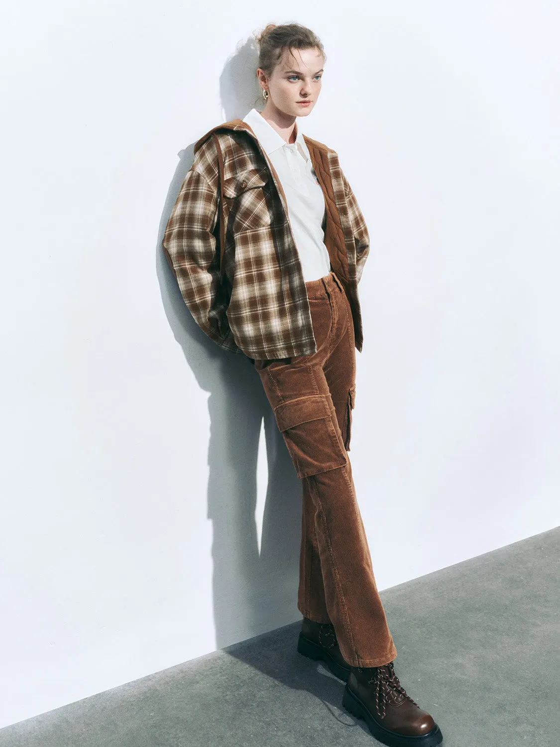 Hoodie Button Up Plaid Padded Coats sold by Urban Revivo product image thumbnail 4