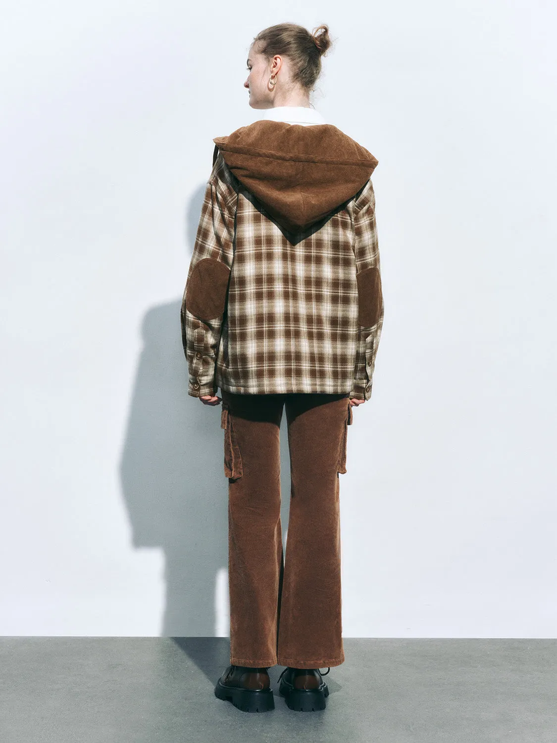 Hoodie Button Up Plaid Padded Coats sold by Urban Revivo product image thumbnail 3