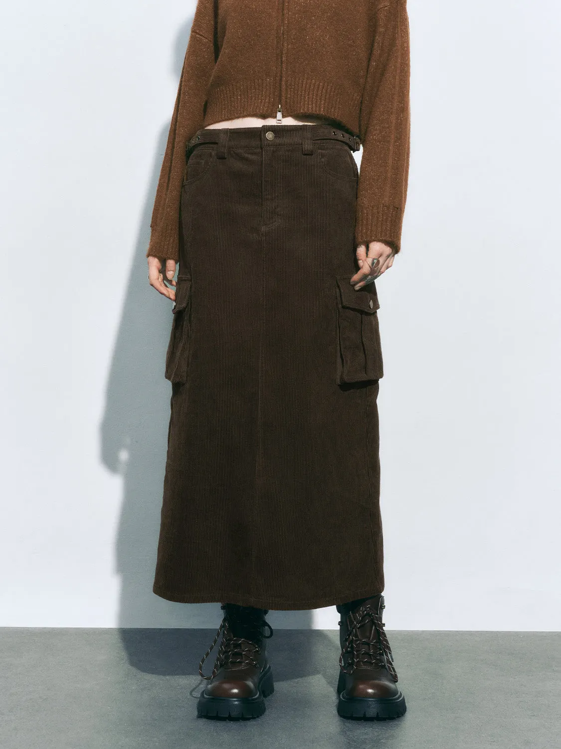 Corduroy Flap Pocket Straight Skirts sold by Urban Revivo product image thumbnail 2