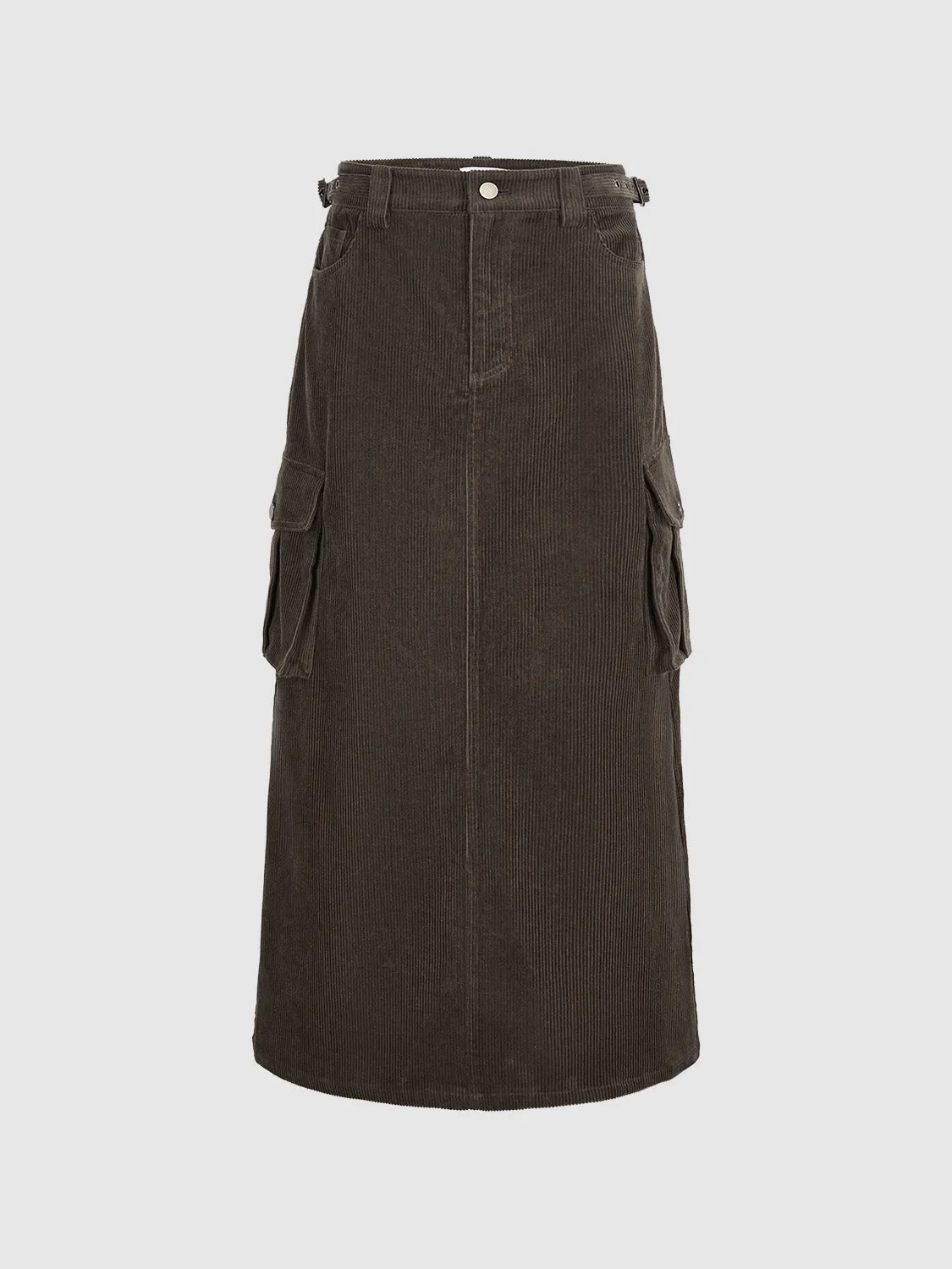 Corduroy Flap Pocket Straight Skirts sold by Urban Revivo