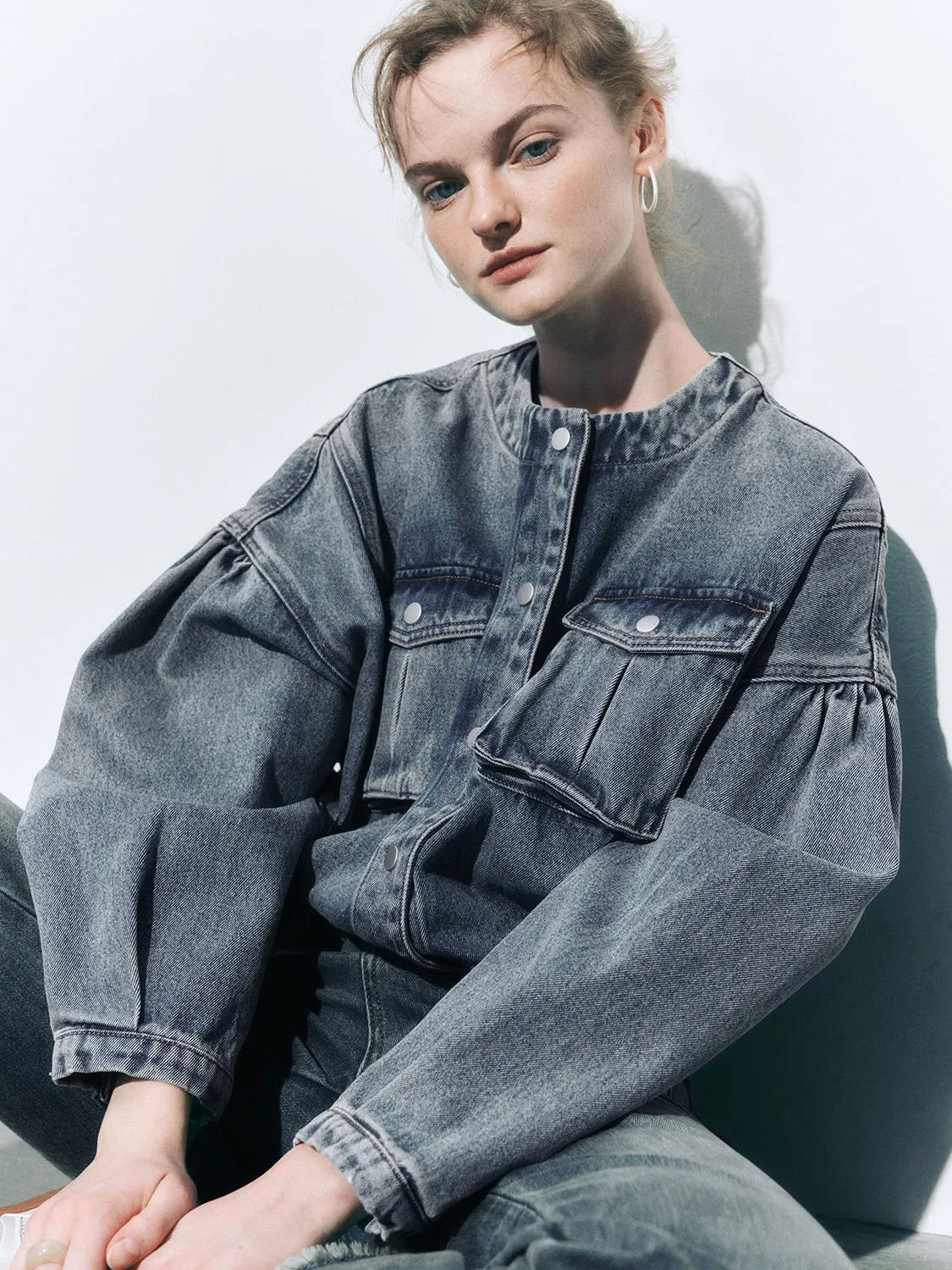 Cropped Denim Jackets sold by Urban Revivo product image thumbnail 2