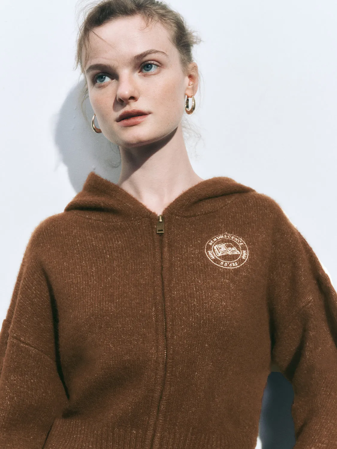 Hoodie Zip Front Cropped Knitted Cardigans sold by Urban Revivo product image thumbnail 5