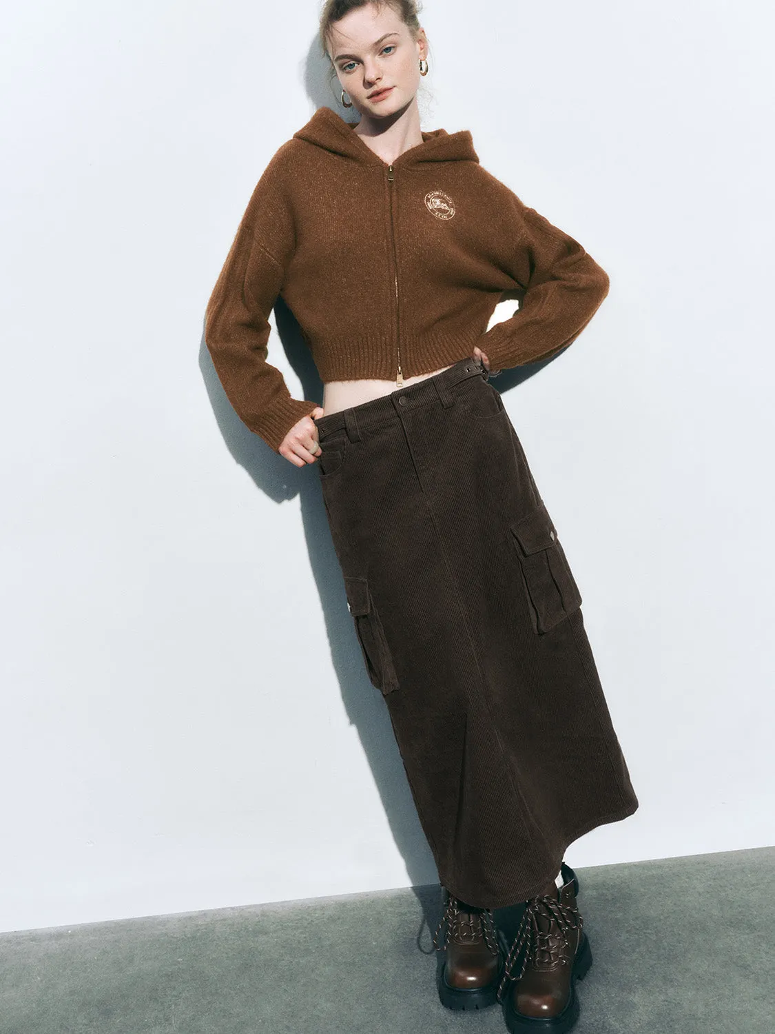 Hoodie Zip Front Cropped Knitted Cardigans sold by Urban Revivo product image thumbnail 4