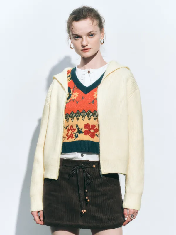 Zip Front Cropped Knitted Cardigans sold by Urban Revivo