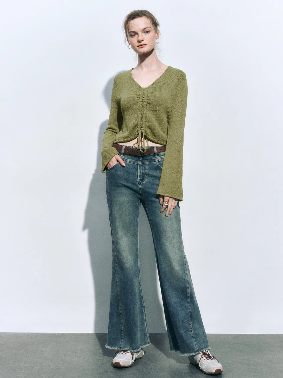 Drawstring Front Cropped Knitted T-Shirts sold by Urban Revivo product image thumbnail 4