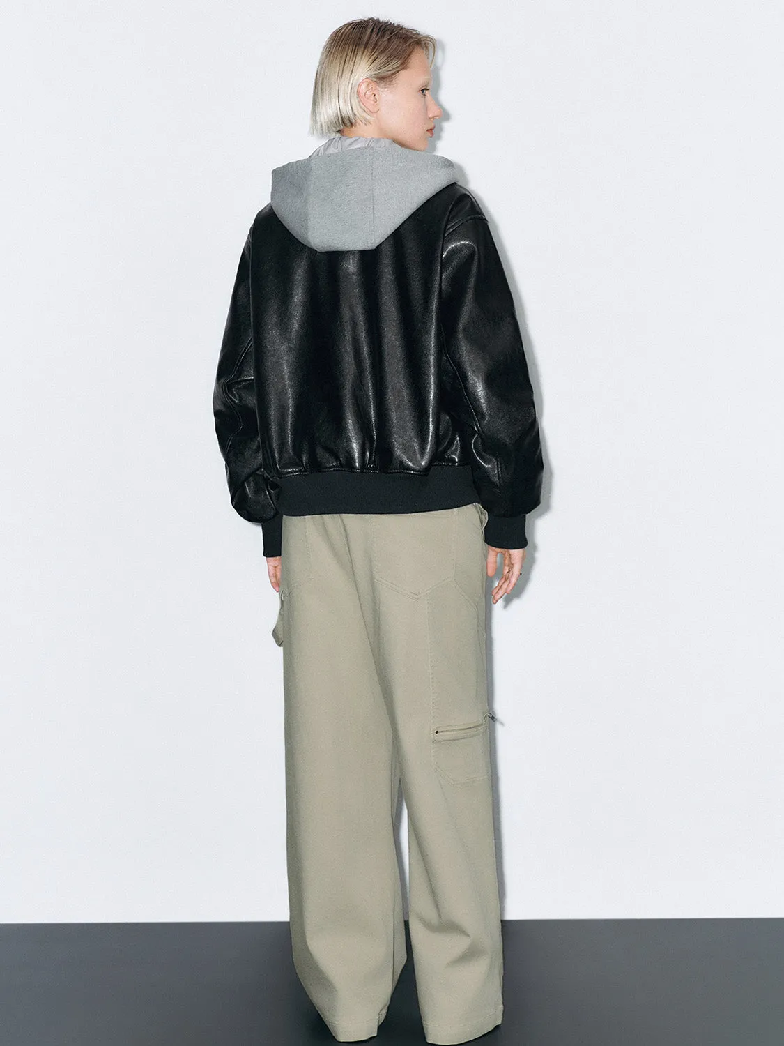 Hoodie Leather Padded Jackets sold by Urban Revivo product image thumbnail 3