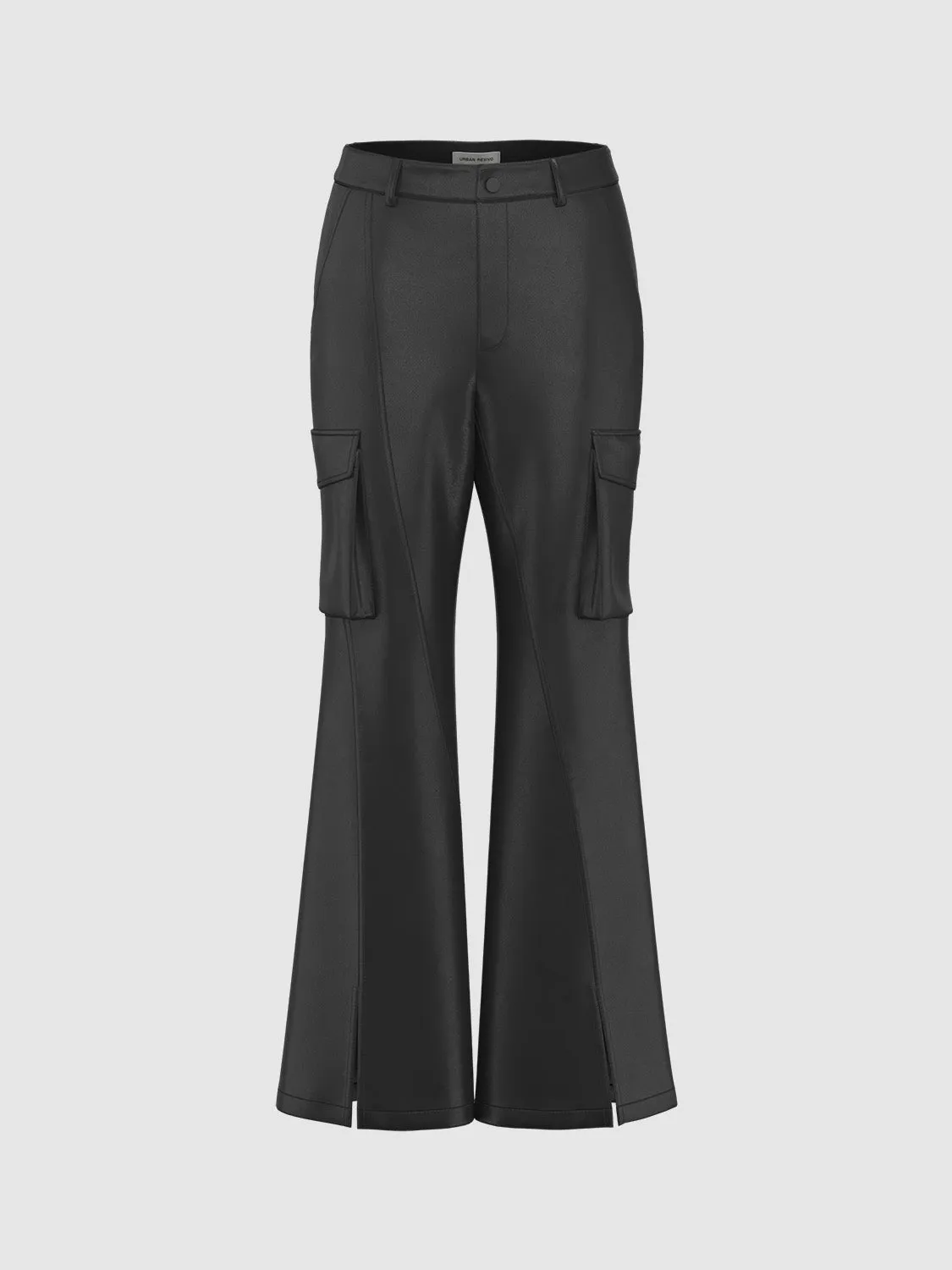 Split Hem Flap Pocket Flare Pants sold by Urban Revivo