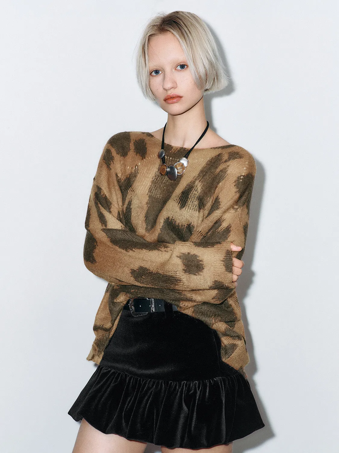 Leopard Pullover Knitted T-Shirts sold by Urban Revivo