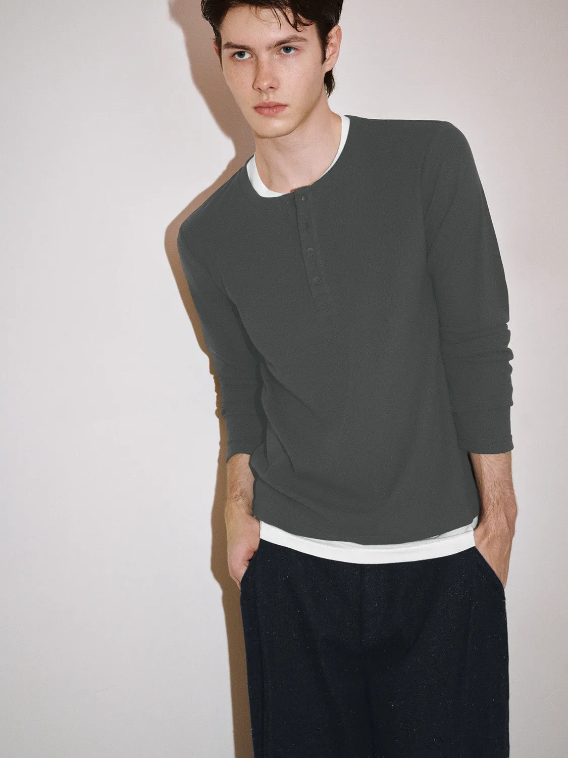 Button Half Placket Regular T-Shirts sold by Urban Revivo product image thumbnail 2