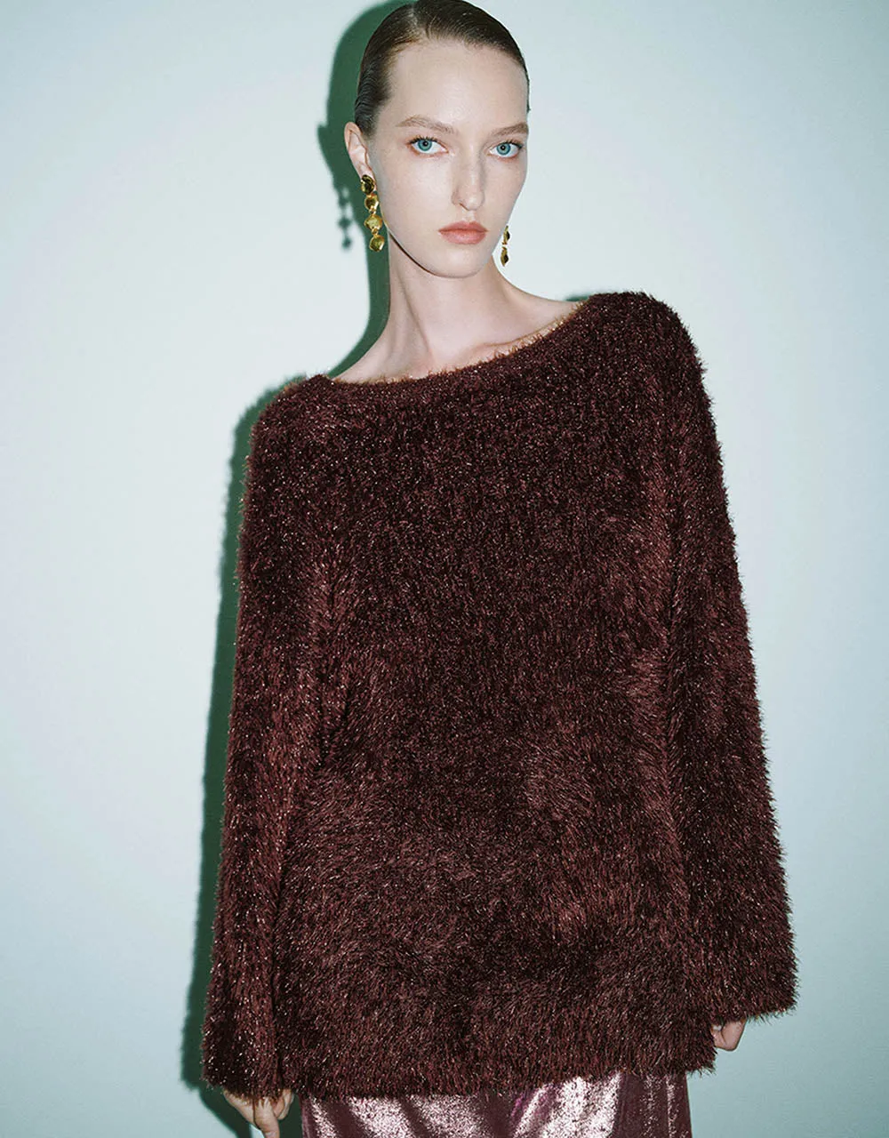 Drop Shoulder Sleeve Furry Sweater sold by Urban Revivo