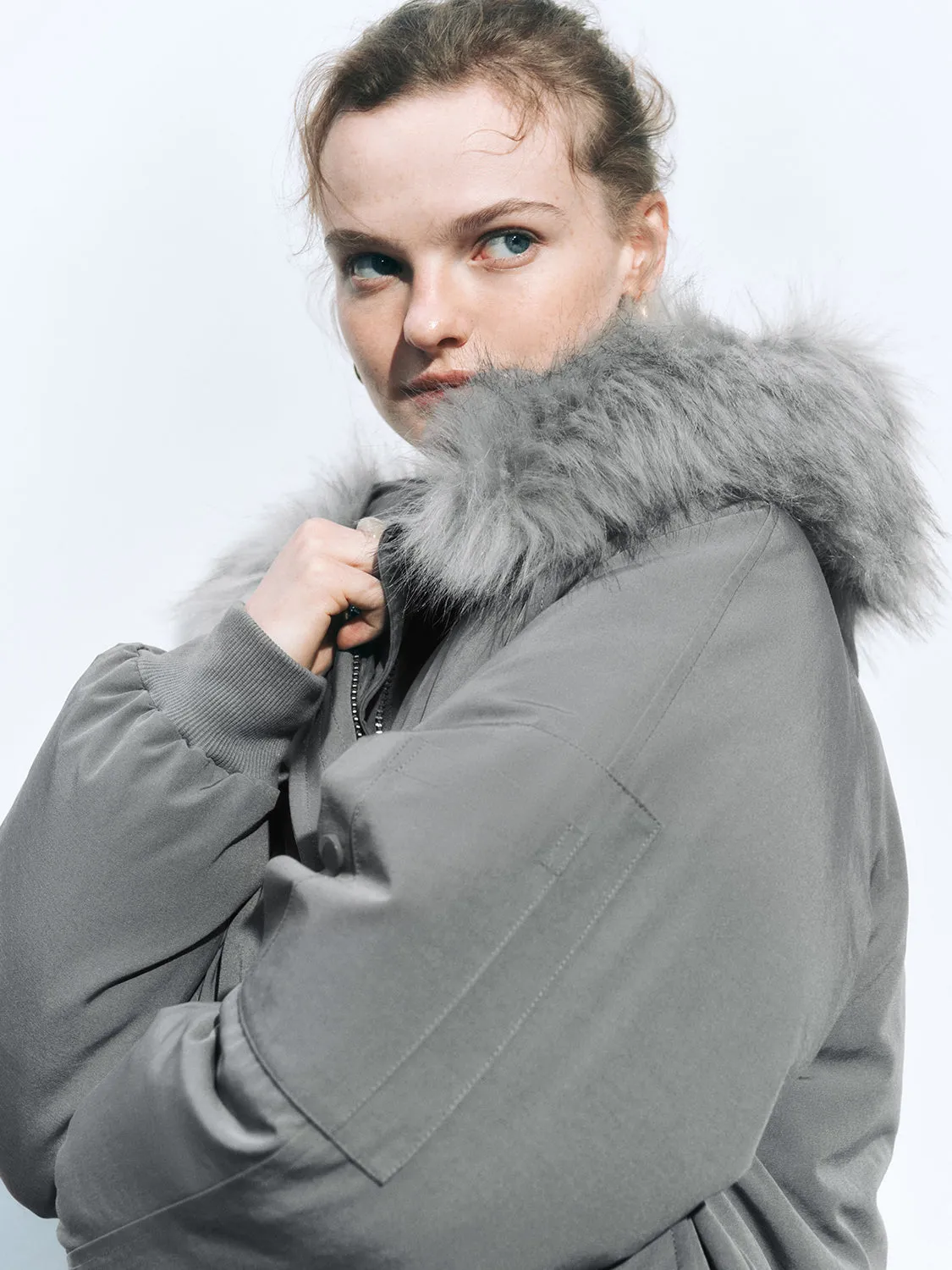 Fur Hoodie Quilted Down Outerwear sold by Urban Revivo product image thumbnail 5