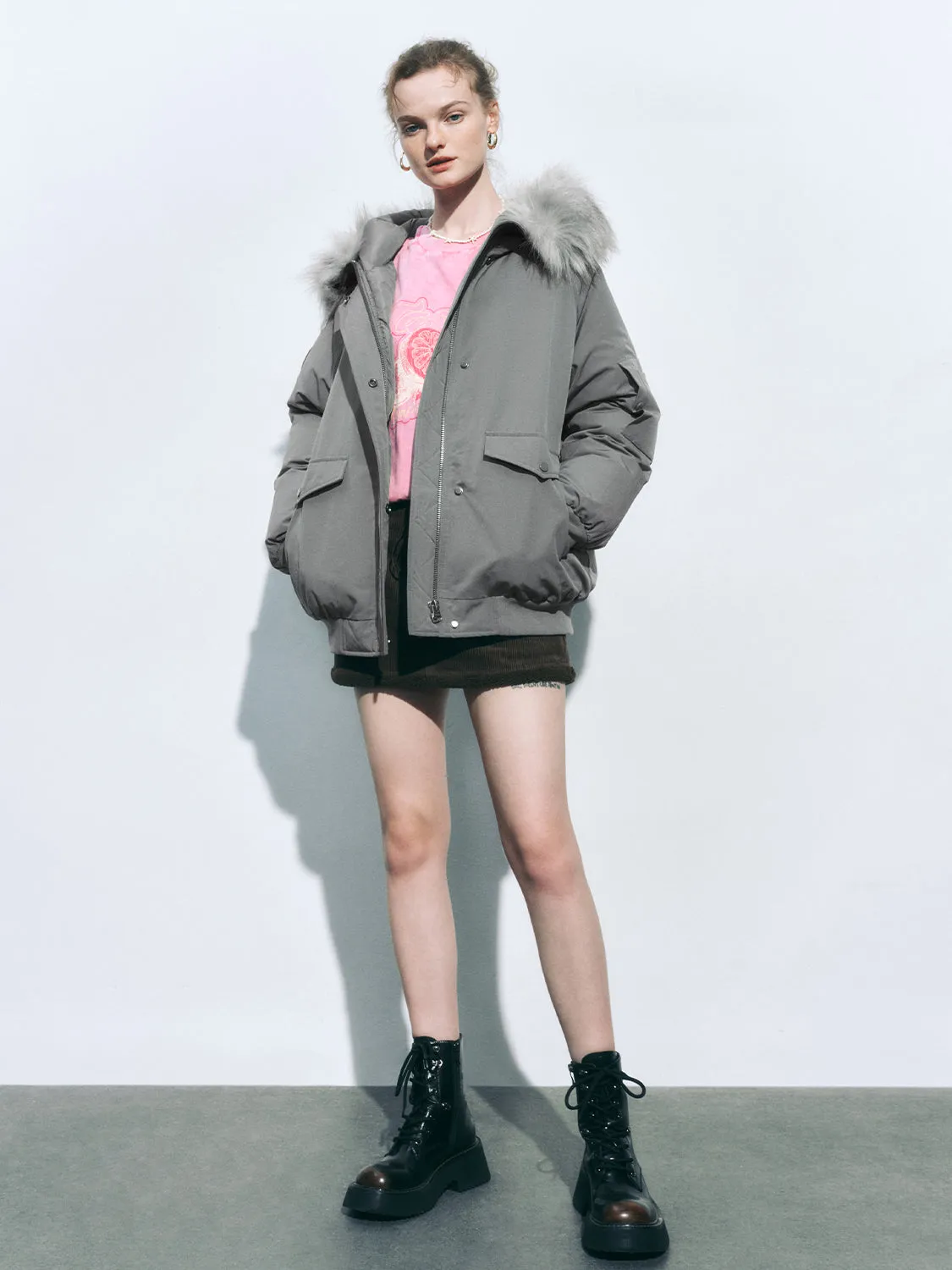 Fur Hoodie Quilted Down Outerwear sold by Urban Revivo product image thumbnail 4