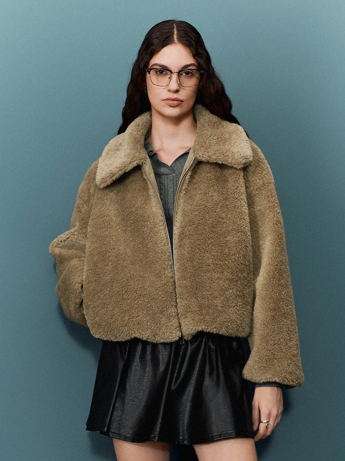 Fluffy Zip Up Front Jackets sold by Urban Revivo