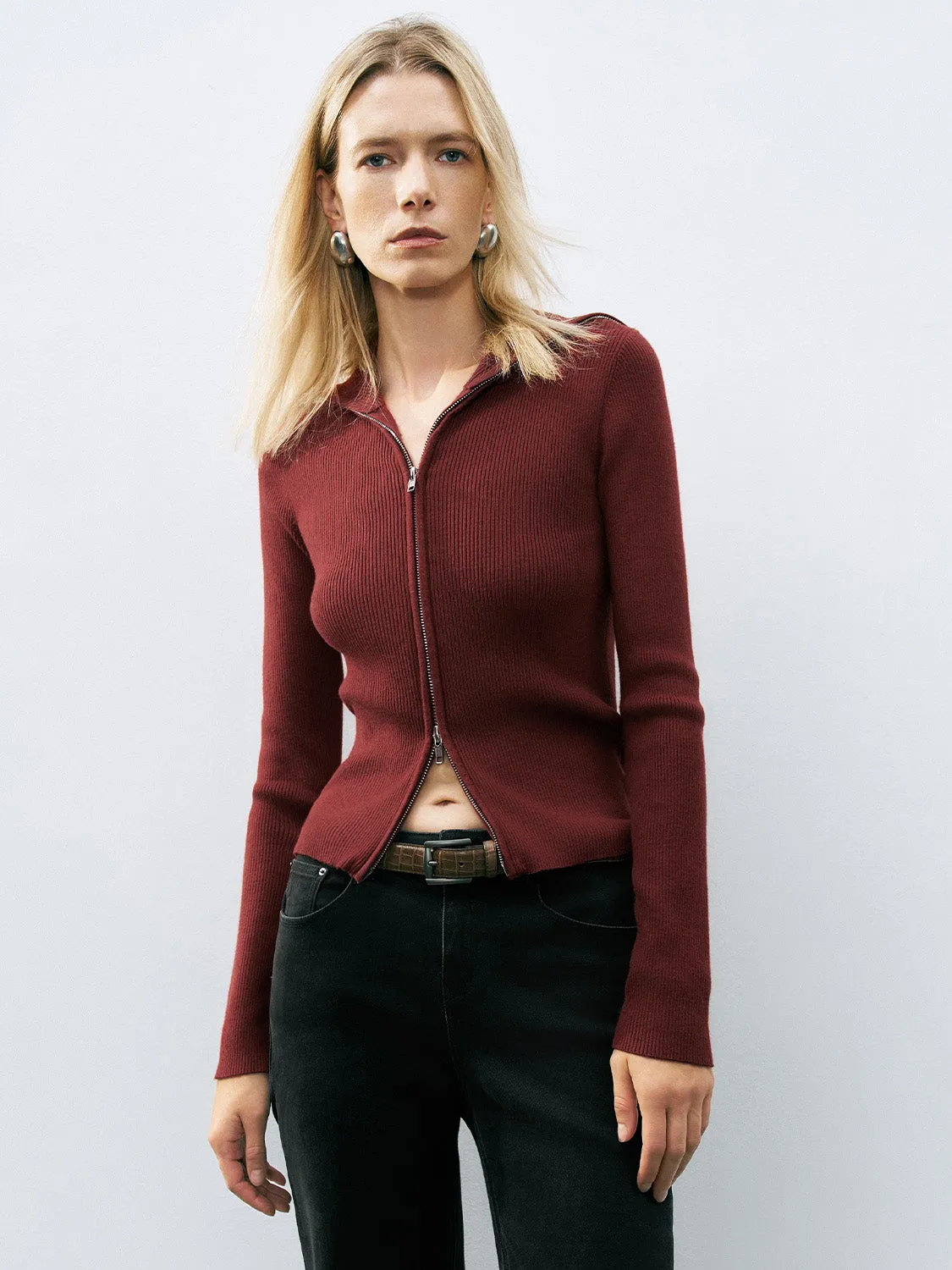 Zip Up Front Knitted Cardigans sold by Urban Revivo