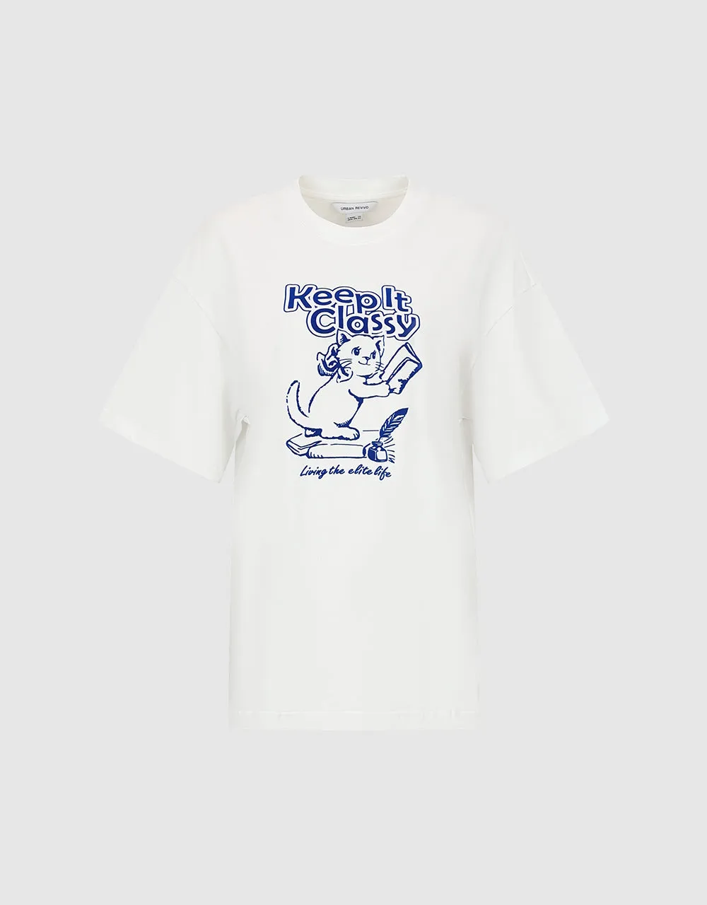Printed Crew Neck Loose T-Shirt sold by Urban Revivo