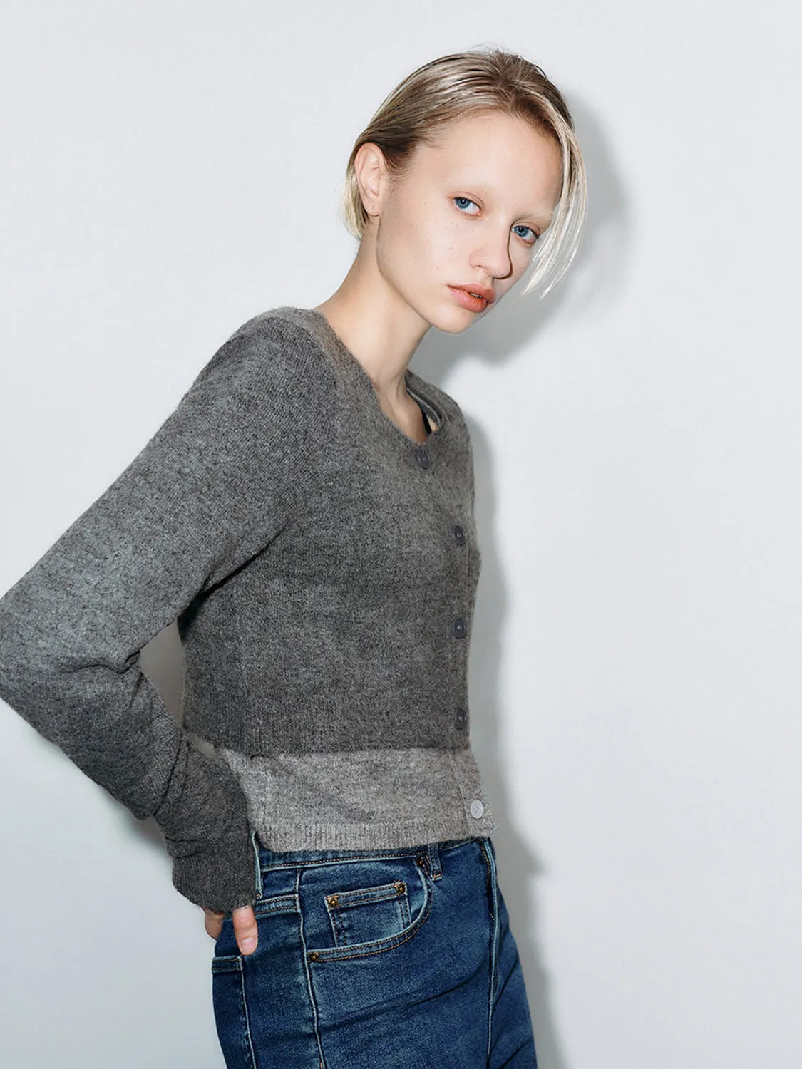Button Up Cropped Knitted T-Shirts sold by Urban Revivo product image thumbnail 3