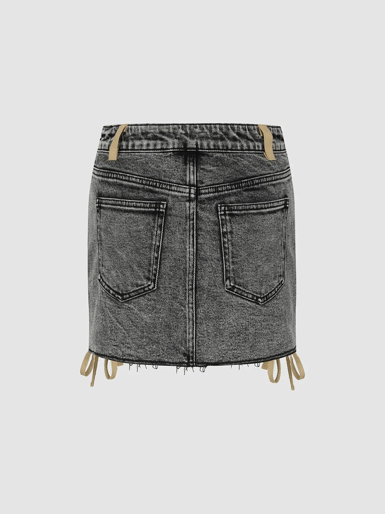 Lace Up Decor Denim Skirts sold by Urban Revivo product image thumbnail 2
