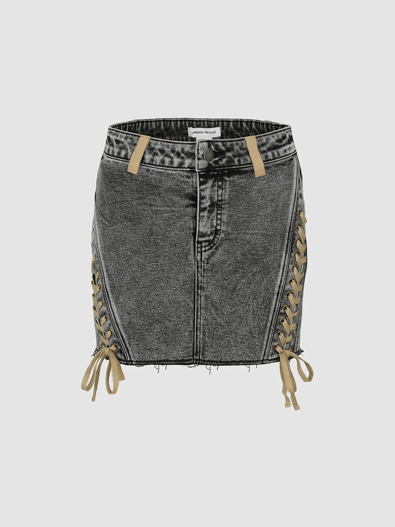 Lace Up Decor Denim Skirts sold by Urban Revivo